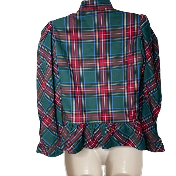 BURU plaid puff sleeve heart buttons - S - Picture 4 of 10